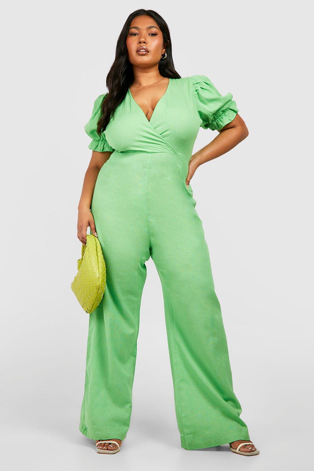 Green jumpsuit hot sale boohoo